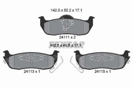 Гальмівні колодки, дискове гальмо (набір) TEXTAR 2411102