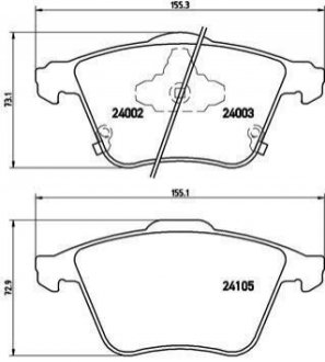 Гальмівні колодки, дискове гальмо (набір) BREMBO P49038