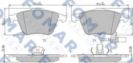 Гальмівні колодки, дискове гальмо (набір) FOMAR FO912281