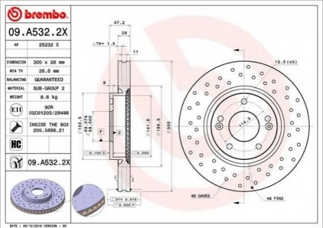 Диск гальмівнийPRZ XTRA HYUNDAI I30 07- BREMBO 09A5322X