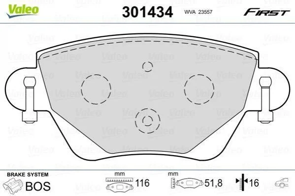 Колодки гальмівні FORD T. MONDEO 00-07 VALEO 301434 (фото 1)