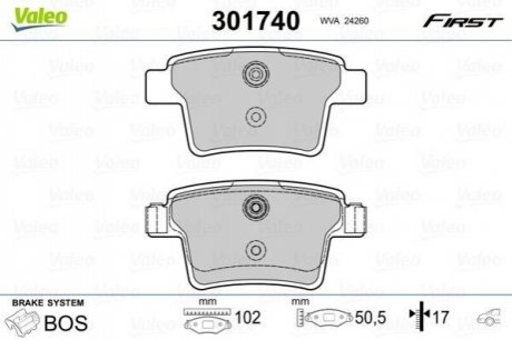 Колодки гальмівні FORD T. MONDEO 00-07 VALEO 301740