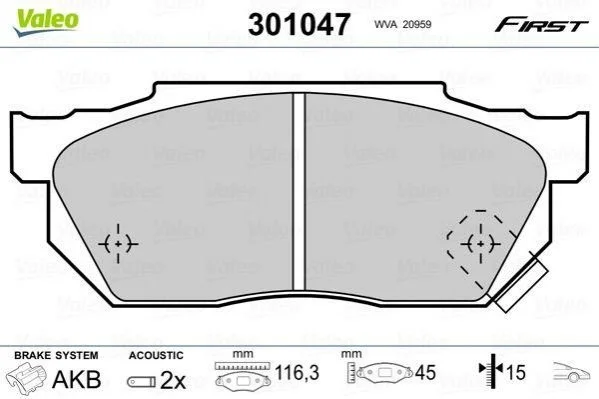 Колодки гальмівні HONDA P. CIVIC 83-91 VALEO 301047 (фото 1)