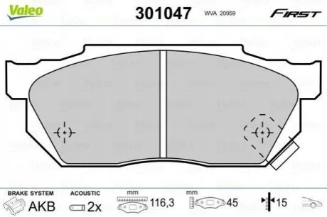 Колодки гальмівні HONDA P. CIVIC 83-91 VALEO 301047