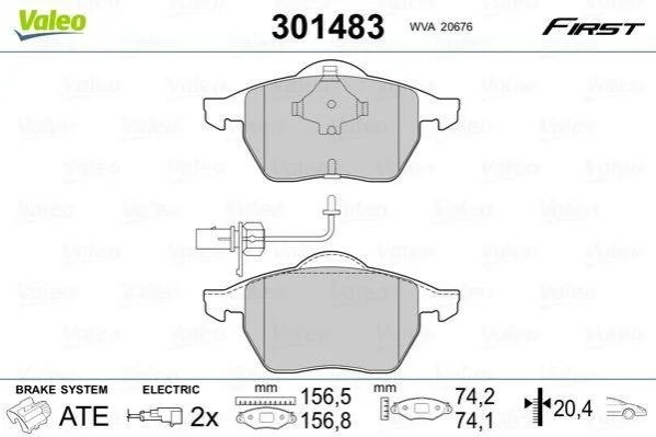 Колодки гальмівні AUDI P. A4/A6 95-05 VALEO 301483 (фото 1)