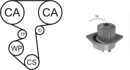 Насос води + комплект зубчатого ремня AIRTEX WPK160001