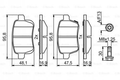 Гальмівні колодки дискові OPEL Adam/Corsa \'\'R BOSCH 0986494825