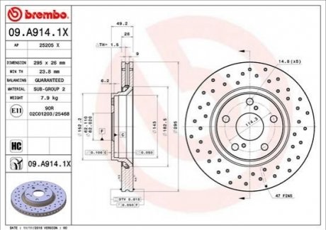 Диск гальмівнийPRZ XTRA TOYOTA AURIS BREMBO 09A9141X