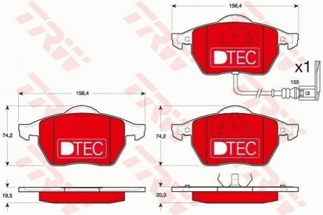 Керамічні гальмівні колодки передній TRW GDB1403DTE