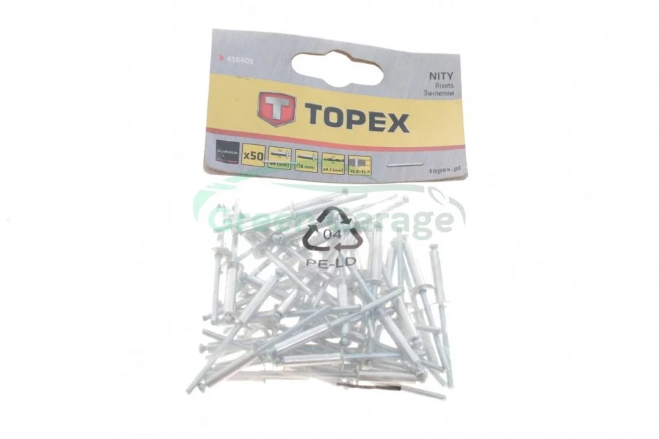 Заклепка з недорогоцінних металів, трубчаста TOPEX 43E405 (фото 1)