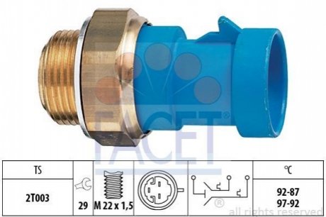 Термовимикач вентилятора радіатора FACET 75681