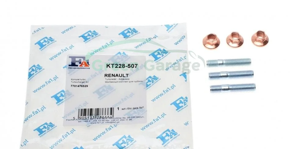 ZESTAW MONT.TURBINY TYP OE RENAULT Fischer Automotive One (FA1) KT228507 (фото 1)