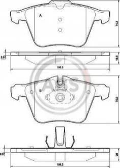 Гальмівні колодки, дискові (набір) A.B.S. 37557