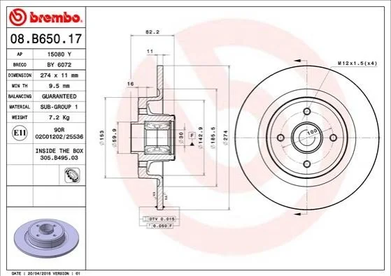 TARCZA HAMULCOWA TYL Z LOZYSKIEM BREMBO 08B65017 (фото 1)