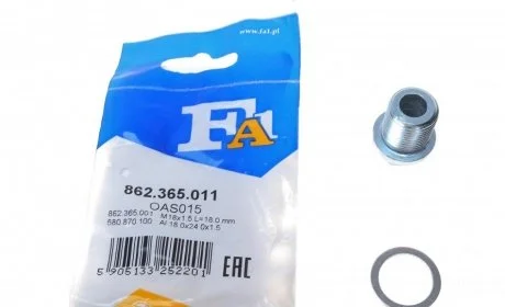 Нарізна пробка, масляний піддон Fischer Automotive One (FA1) 862365011