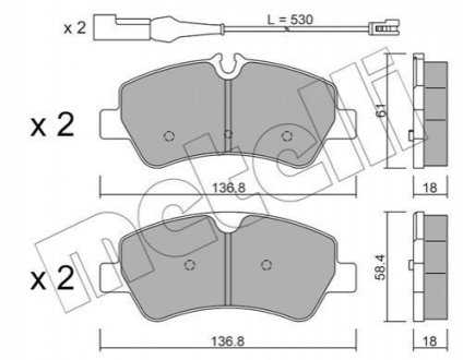 Комплект гальмівних колодок (дискових) METELLI 2209911 (фото 1)