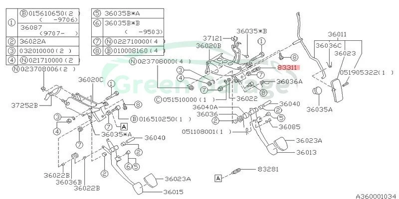 Вимикач ліхтаря сигналу гальма SUBARU 83370AA001 (фото 1)