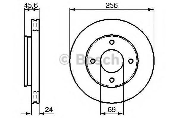 Диск гальмівний 256x24x45,6x4 BOSCH 0986479B83 (фото 1)