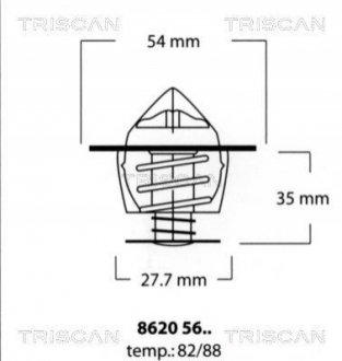 Термостат Citroen/Peugeot 1.8D-2.0D 85- TRISCAN 86205682