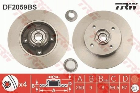 Диск гальмівний з підшипником TRW DF2059BS