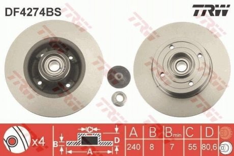 Диск гальмівний з підшипником TRW DF4274BS