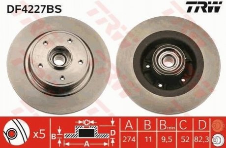 Диск гальмівний з підшипником TRW DF4227BS