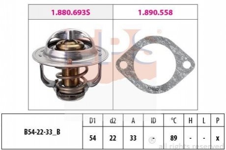 Термостат 89°C (з прокладкою) Opel Astra G/Combo 1.7D/Dti 01- EPS 1880693