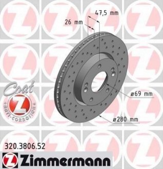 Диск гальмівний ZIMMERMANN 320380652