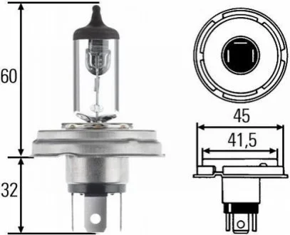 Лампа R2 12V 60/55W P45t HELLA 8GJ004173121