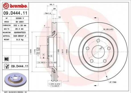 Tarcza ham. WRANGLER III IV BREMBO 09D44411