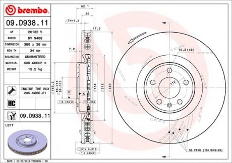 Гальмівний диск BREMBO 09D93811