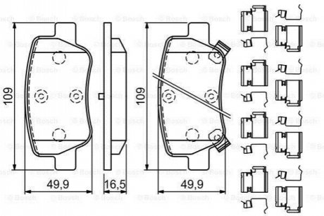 Гальмівні колодки, дискові BOSCH 0986494933 (фото 1)