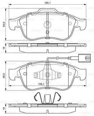 Гальмівні колодки, дискові BOSCH 0986494680 (фото 1)