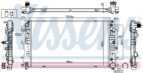 Радіатор двигуна, головний NISSENS 627062