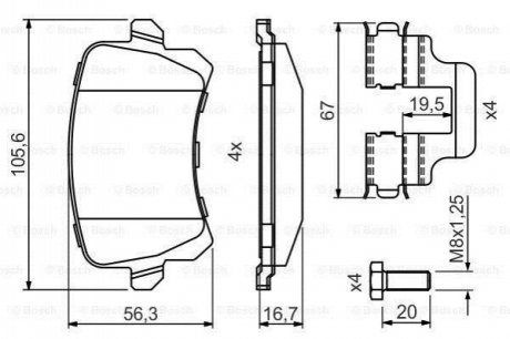 Гальмівні колодки, дискові BOSCH 0986494731