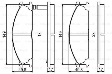 Гальмівні колодки, дискові BOSCH 0986494848