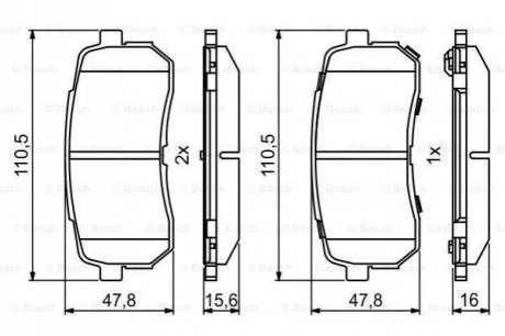 Гальмівні колодки, дискові BOSCH 0986494828 (фото 1)