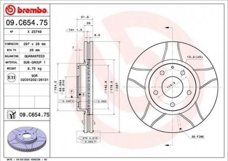 TARCZA HAMULCOWA PRZOD MAX BREMBO 09C65475