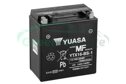МОТО Yuasa 12V 14,7Ah MF VRLA Battery YTX16-BS-1(сухозаряжений) YUASA YTX16BS1 (фото 1)