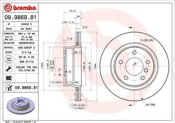Диск гальмівний Z4 tyі. BREMBO 09986981 (фото 1)