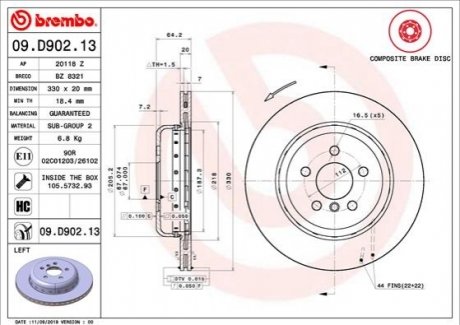 Гальмівний диск BREMBO 09D90213