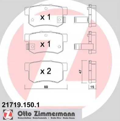 Гальмiвнi колодки дисковi ZIMMERMANN 217191501 (фото 1)