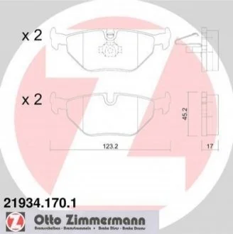 Гальмiвнi колодки дисковi ZIMMERMANN 219341701