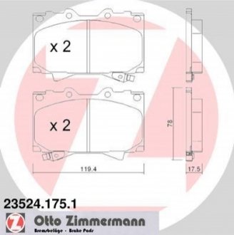 Гальмiвнi колодки дисковi ZIMMERMANN 235241751