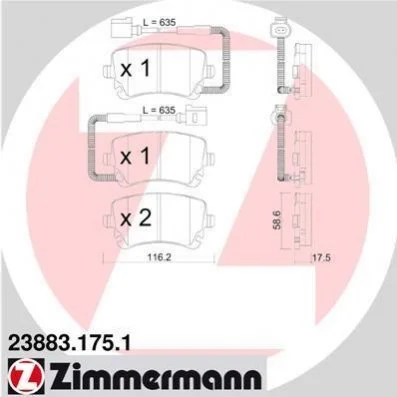 Гальмiвнi колодки дисковi ZIMMERMANN 238831751 (фото 1)