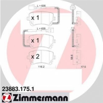 Гальмiвнi колодки дисковi ZIMMERMANN 238831751