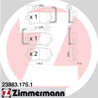 Комплект гальмівних колодок ZIMMERMANN 238831751