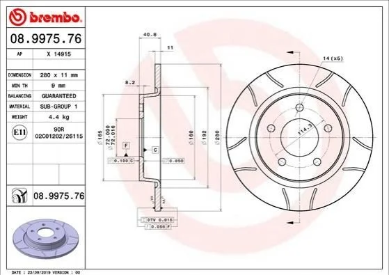 Диск гальмівний TYL MAX BREMBO 08997576 (фото 1)