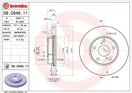 TARCZA HAMULCOWA PRZOD BREMBO 09C64811
