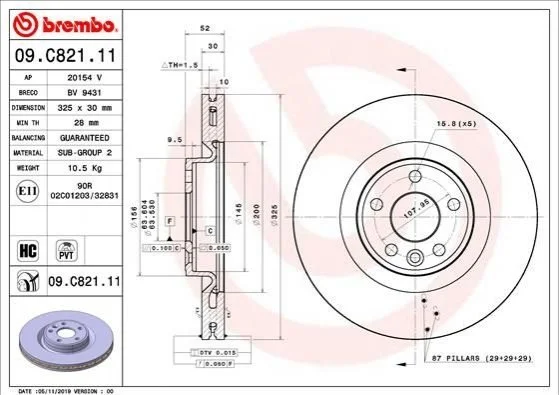 TARCZA HAMULCOWA PRZOD BREMBO 09C82111 (фото 1)